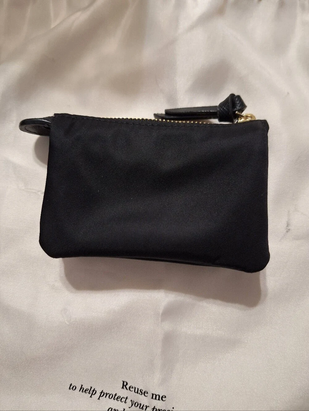 kate spade Black Nylon Wristlet Coin Pouch with Gold Plaque